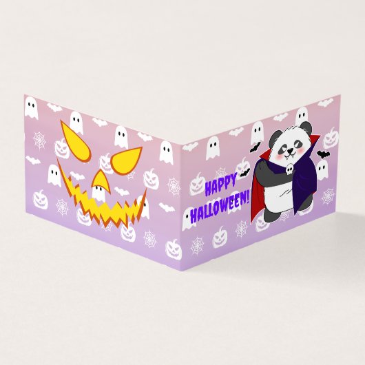 Halloween Schattigee Baby Panda Dracula Vampire Kaart (Buitenkant)