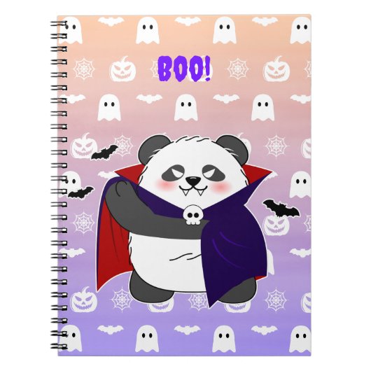Halloween Schattigee Baby Panda Dracula Vampire Notitieboek (Voorkant)