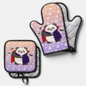 Halloween Schattigee Baby Panda Dracula Vampire Ovenwant & Pannenlap Set (Voorkant / Achterkant)
