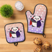 Halloween Schattigee Baby Panda Dracula Vampire Ovenwant & Pannenlap Set (Top down)