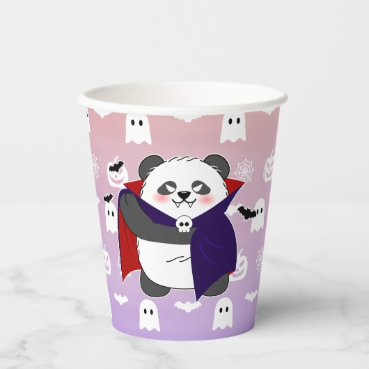 Halloween Schattigee Baby Panda Dracula Vampire Papieren Bekers (Voorkant)