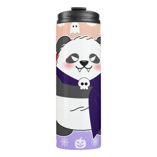 Halloween Schattigee Baby Panda Dracula Vampire Thermosbeker (Voorkant)