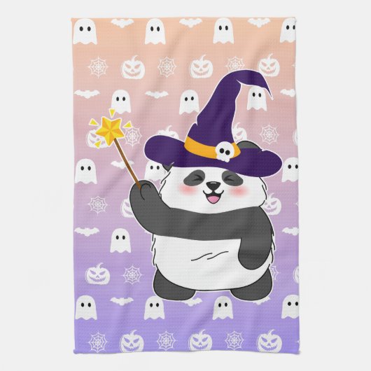 Halloween Schattigee Baby Panda toverstaf toversta Theedoek (Verticaal)