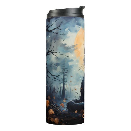 Halloween Schattigee Black Cat Thermische Tumbler Thermosbeker (Gedraaid links)