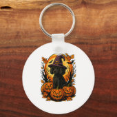 Halloween Schattigee Black Poodle Witch Pet Pompoe Sleutelhanger (Voorkant)