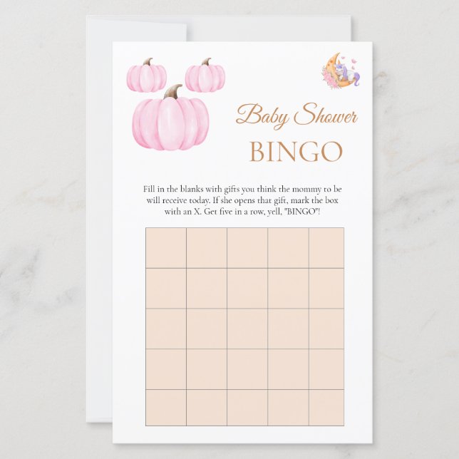 Halloween Schattigee Boo Baby shower Bingo spel (Voorkant)