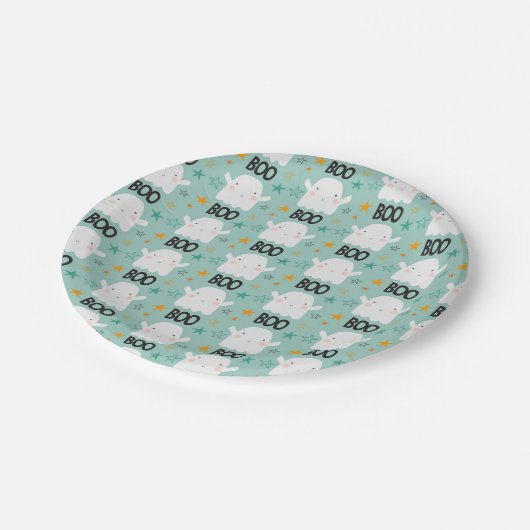 Halloween Schattigee Boo Ghost borden Papieren Bordje (Gekanteld)