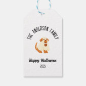 Halloween Schattigee Dog Ghost Kostuum Gepersonali Cadeaulabel (Achterkant)