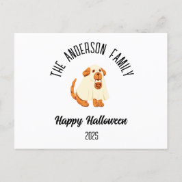 Halloween Schattigee Dog Ghost Kostuum Gepersonali Feestdagenkaart