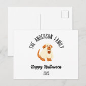 Halloween Schattigee Dog Ghost Kostuum Gepersonali Feestdagenkaart (Voorkant / Achterkant)