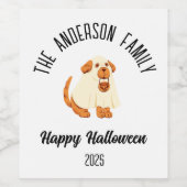 Halloween Schattigee Dog Ghost Kostuum Gepersonali Wijn Etiket (Enkel label)