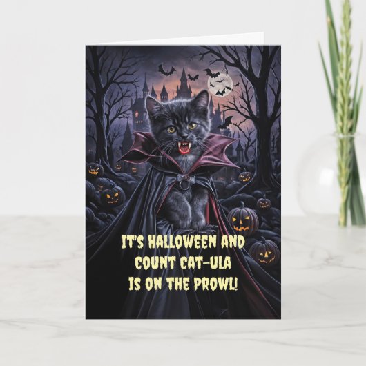Halloween Schattigee Dracula Vampire Cat Kitten Kaart (Voorkant)