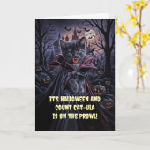 Halloween Schattigee Dracula Vampire Cat Kitten Kaart (Gele Bloem)