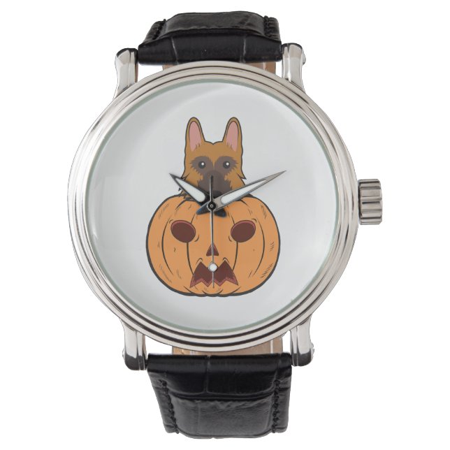 Halloween Schattigee Duitse herders vast in een po Horloge (Voorkant)