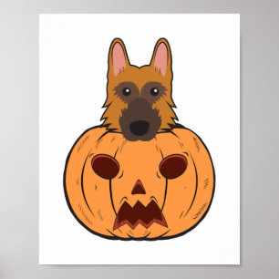 Halloween Schattigee Duitse herders vast in een po Poster