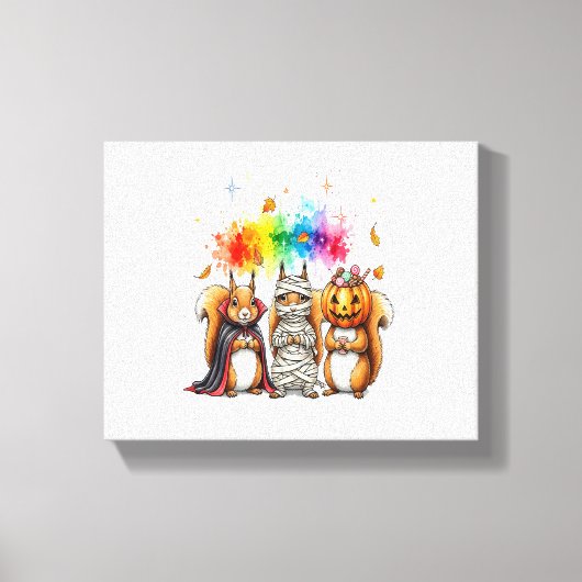 Halloween Schattigee Eekhoorns Kostuum Canvas Afdruk (Voorkant)