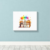 Halloween Schattigee Eekhoorns Kostuum Canvas Afdruk (Insitu (Houten vloer))