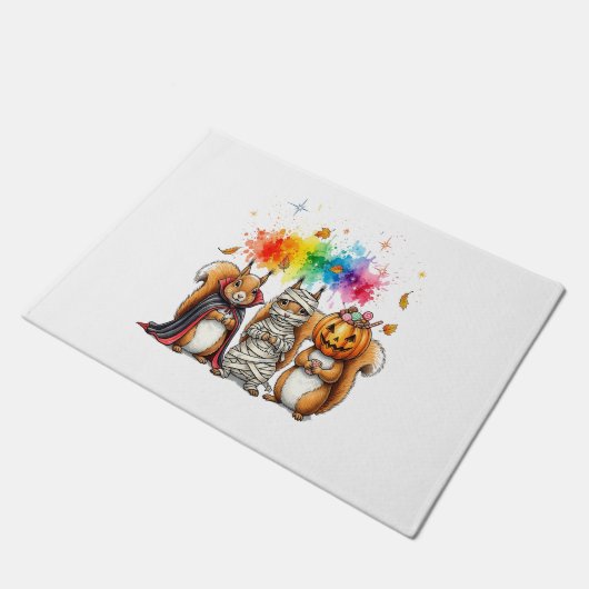 Halloween Schattigee Eekhoorns Kostuum Deurmat (Schuin)