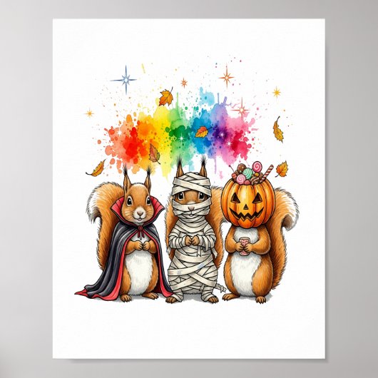 Halloween Schattigee Eekhoorns Kostuum Poster (Voorkant)