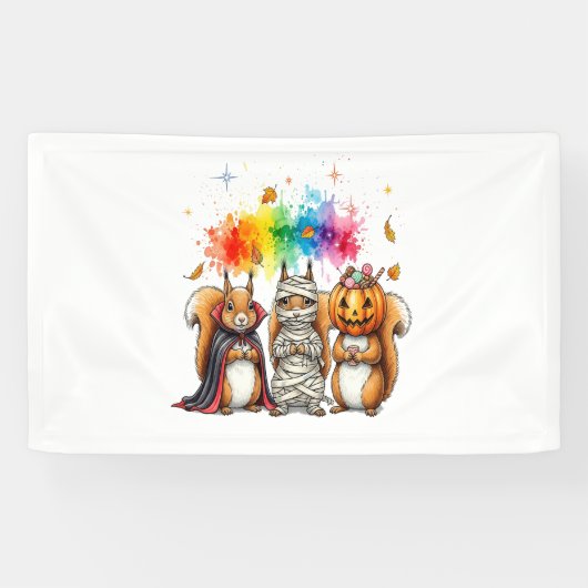 Halloween Schattigee Eekhoorns Kostuum Spandoek (Horizontaal)