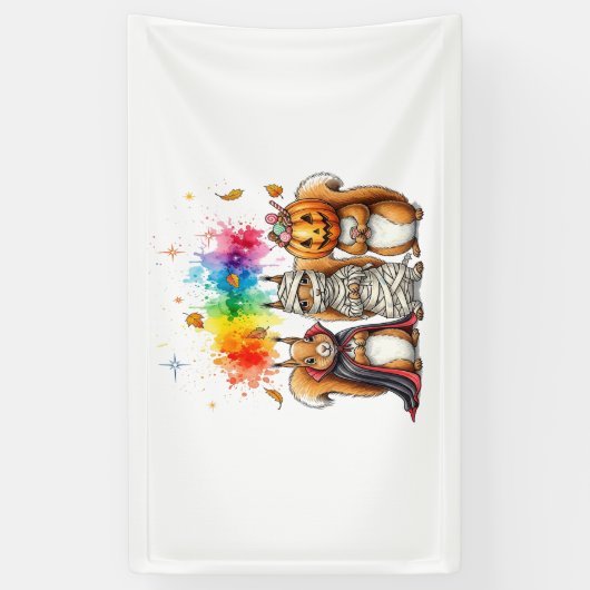 Halloween Schattigee Eekhoorns Kostuum Spandoek (Verticaal)