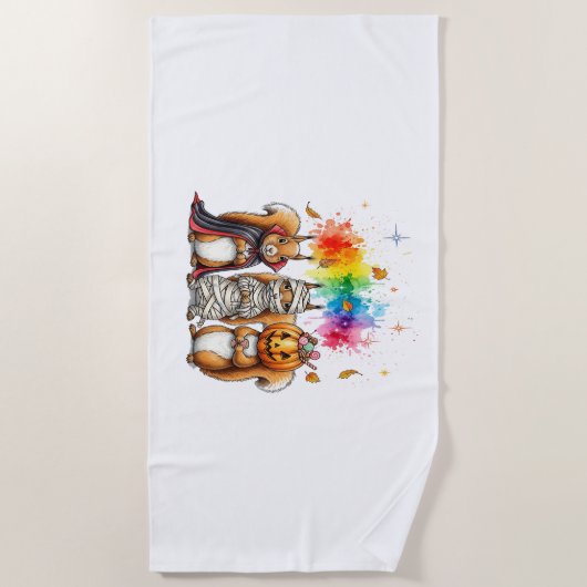 Halloween Schattigee Eekhoorns Kostuum Strandlaken (Voorkant)