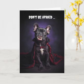 Halloween Schattigee Franse Bulldog Frenche Vampir Kaart (Gele Bloem)