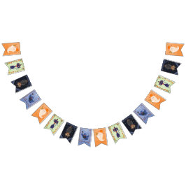 Halloween Schattigee geest, kat, vleermuis en raaf Vlaggetjes