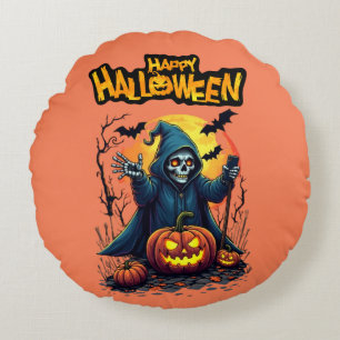 Halloween: Schattigee geesten en pompoen familie Rond Kussen
