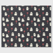 Halloween Schattigee geesten en wijnglazen Cadeaupapier (Vlak)