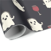 Halloween Schattigee geesten en wijnglazen Cadeaupapier (Rol Hoek)