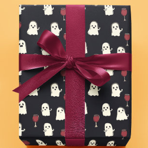 Halloween Schattigee geesten en wijnglazen Cadeaupapier