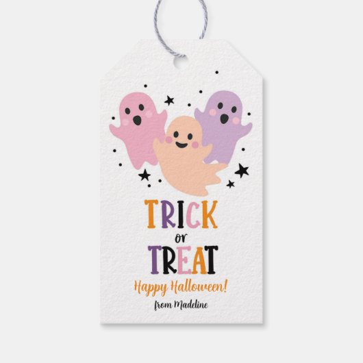 Halloween Schattigee Ghost Girl Verjaardag Trick o Cadeaulabel (Achterkant)