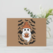 Halloween Schattigee Ghost Herfst Spooky Season Gi Kaart (Staand voorkant)