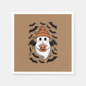Halloween Schattigee Ghost Herfst Spooky Season Gi Servet (Voorkant)