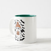 Halloween Schattigee Ghost Herfst Spooky Season Gi Tweekleurige Koffiemok (Voorkant links)