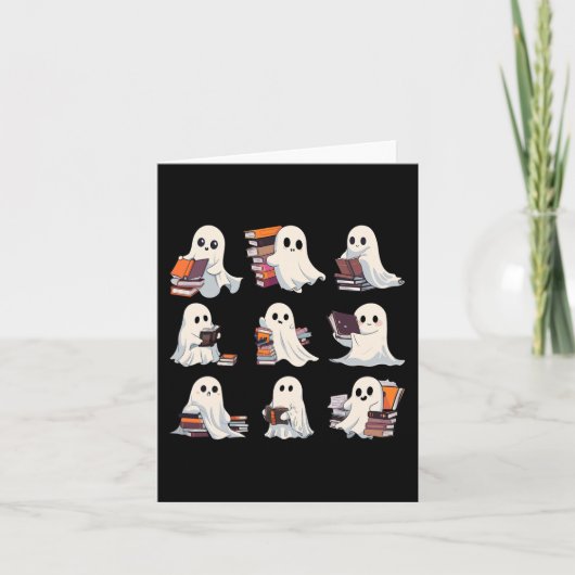 Halloween Schattigee Ghost Lees meer Boeken Spooky Kaart (Voorkant)