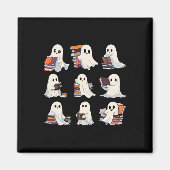 Halloween Schattigee Ghost Lees meer Boeken Spooky Magneet (Voorkant)
