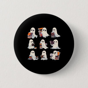 Halloween Schattigee Ghost Lees meer Boeken Spooky Ronde Button 5,7 Cm