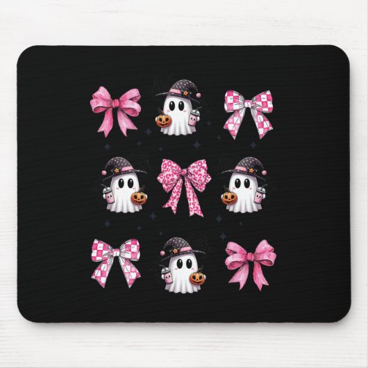 Halloween Schattigee Ghost Pink Coquette Bows Ghos Muismat (Voorkant)