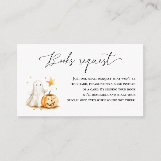 Halloween Schattigee Ghost Pumpkin Boek Aanvraag Informatiekaartje (Voorkant)