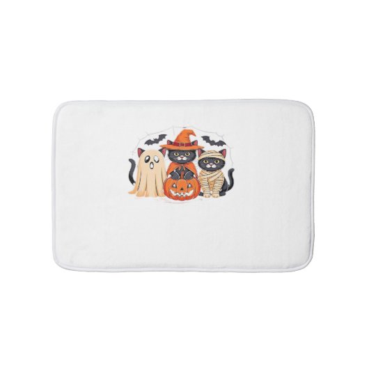 Halloween Schattigee Ghost Pumpkin Cat Classic T-S Badmat (Voorkant)