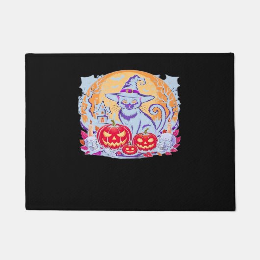 Halloween Schattigee Ghost Pumpkin Cat Classic T-s Deurmat (Voorkant)