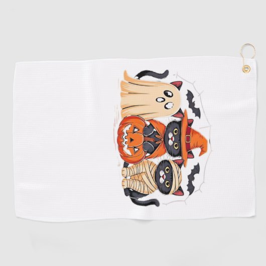 Halloween Schattigee Ghost Pumpkin Cat Classic T-S Golfhanddoek (Horizontaal)