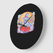 Halloween Schattigee Ghost Pumpkin Cat Classic T-s Grote Klok (Hoek)