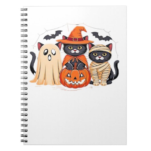 Halloween Schattigee Ghost Pumpkin Cat Classic T-S Notitieboek (Voorkant)