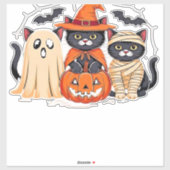 Halloween Schattigee Ghost Pumpkin Cat Classic T-S Sticker (Vel)
