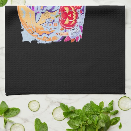 Halloween Schattigee Ghost Pumpkin Cat Classic T-s Theedoek (Gevouwen)