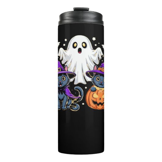 Halloween Schattigee Ghost Pumpkin Cat Classic T-S Thermosbeker (Voorkant)
