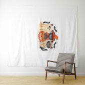 Halloween Schattigee Ghost Pumpkin Cat Classic T-S Wandkleed (In Situ (horizontaal))